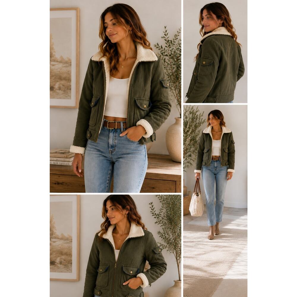 American Eagle Womens Cropped Wool Blend Jacket S/P